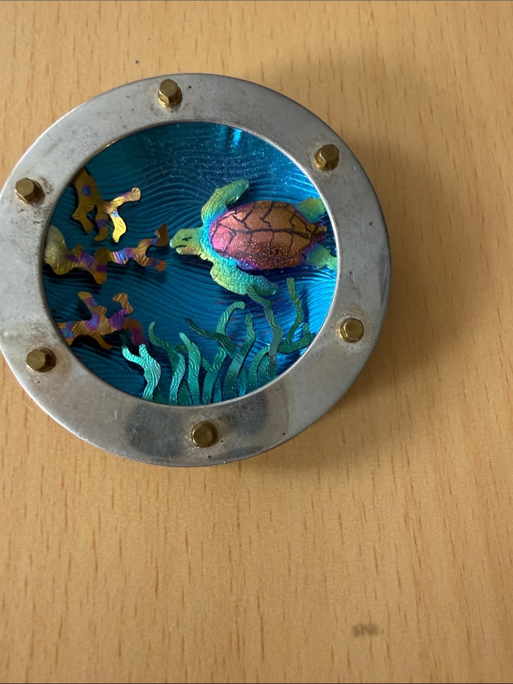 Blue Sea Turtle portal pendant- made by a Pittsburgh based artist